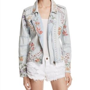 BLANKNYC Embroidered & Embellished Denim Moto Jacket size small
